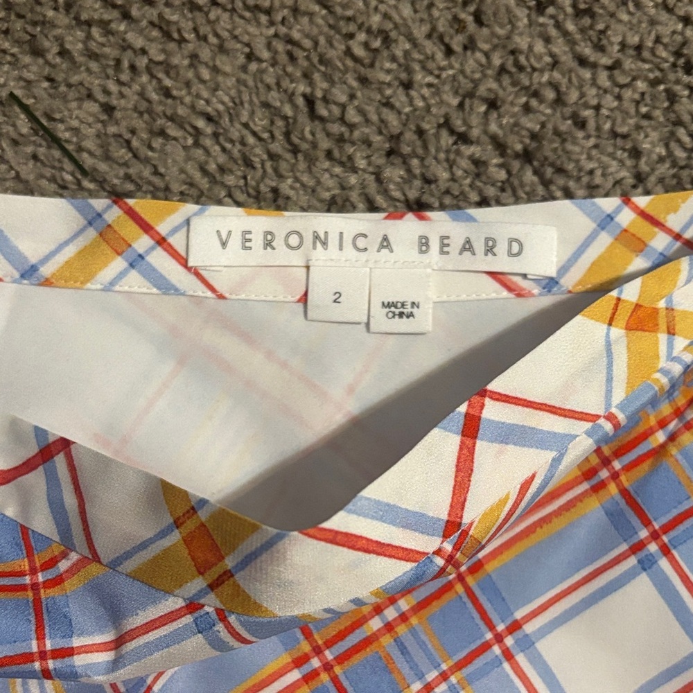 Veronica Beard Asymmetrical Handkerchief Skirt Blue and Yellow Plaid, Size 2 - Picture 5 of 8